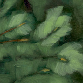 Evergreen painting detail by Alexandria Levin