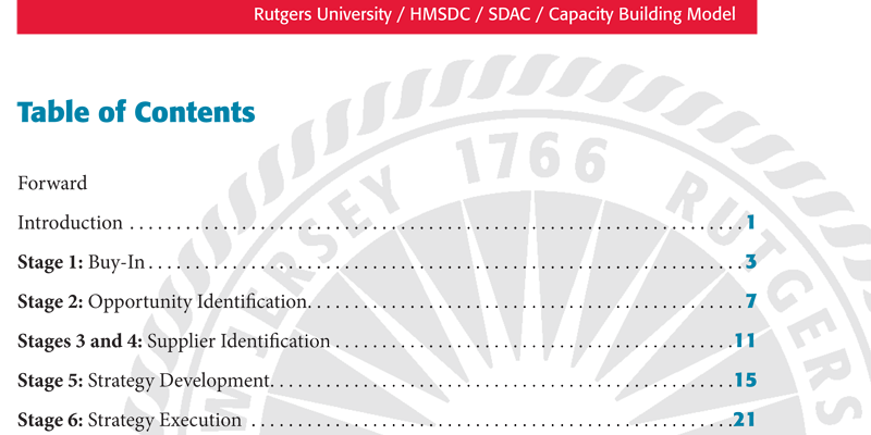 table of contents for report